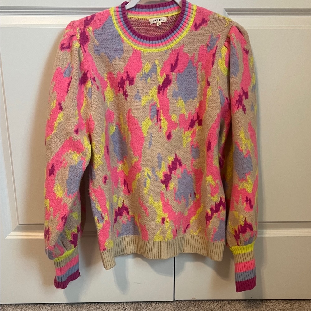 JODIFL Multicolor Abstract Crew Neck Sweater